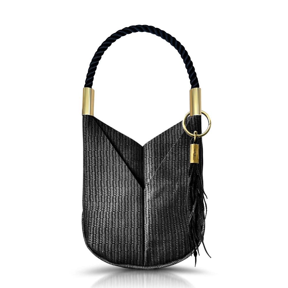 Original Wildwood Bag | Large Crossbody in Black Basketweave Leather