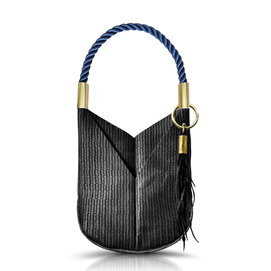 Original Wildwood Bag | Large Crossbody in Black Basketweave Leather