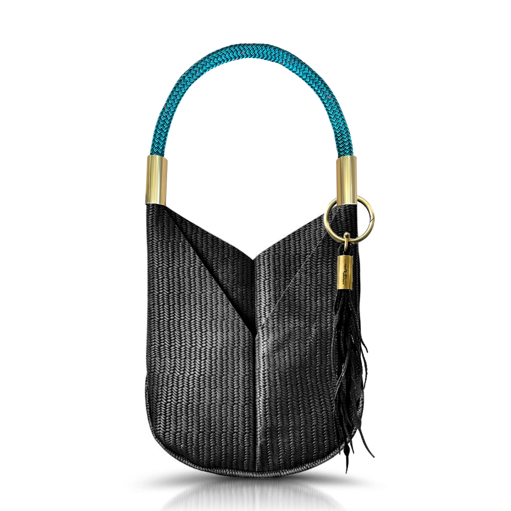 Original Wildwood Bag | Large Crossbody in Black Basketweave Leather