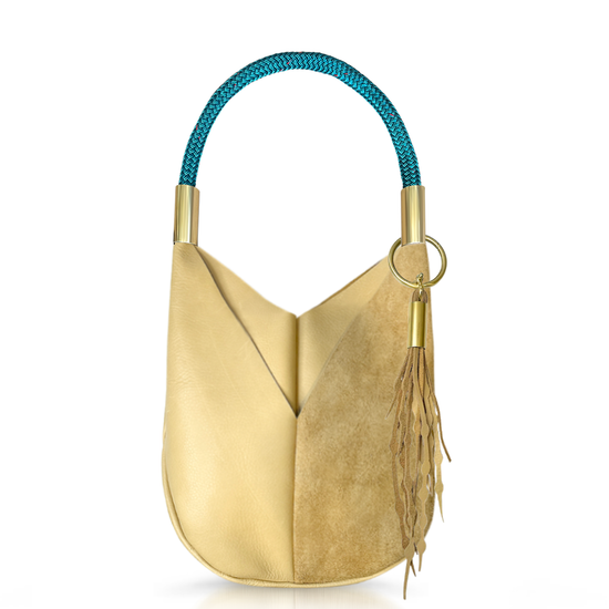 Original Wildwood Bag Large in Sand Leather Seaside Teal Add A Matching Seaweed Tassel Save