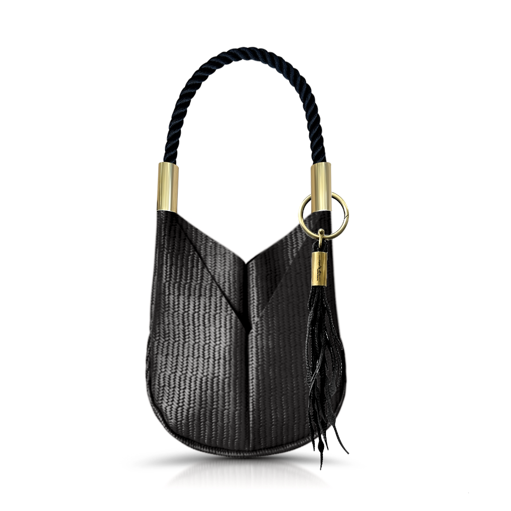 Original Wildwood Bag | Small Crossbody in Black Basketweave Leather