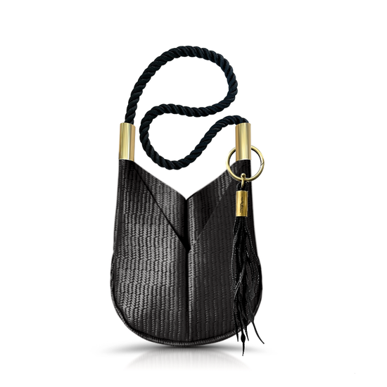 Original Wildwood Bag | Small Crossbody in Black Basketweave Leather