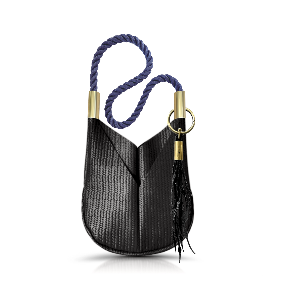 Original Wildwood Bag | Small Crossbody in Black Basketweave Leather