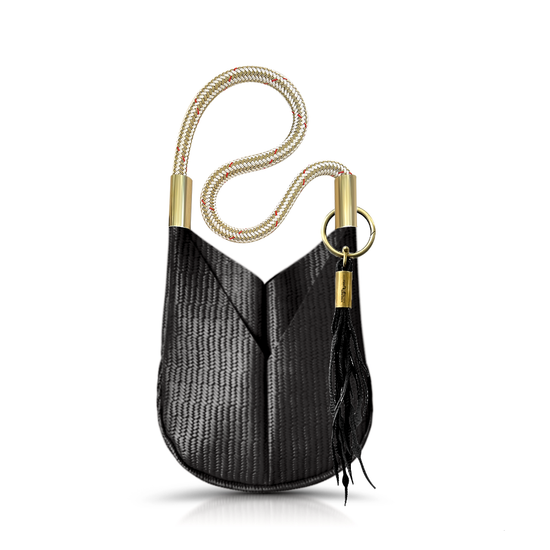 Original Wildwood Bag | Small Crossbody in Black Basketweave Leather