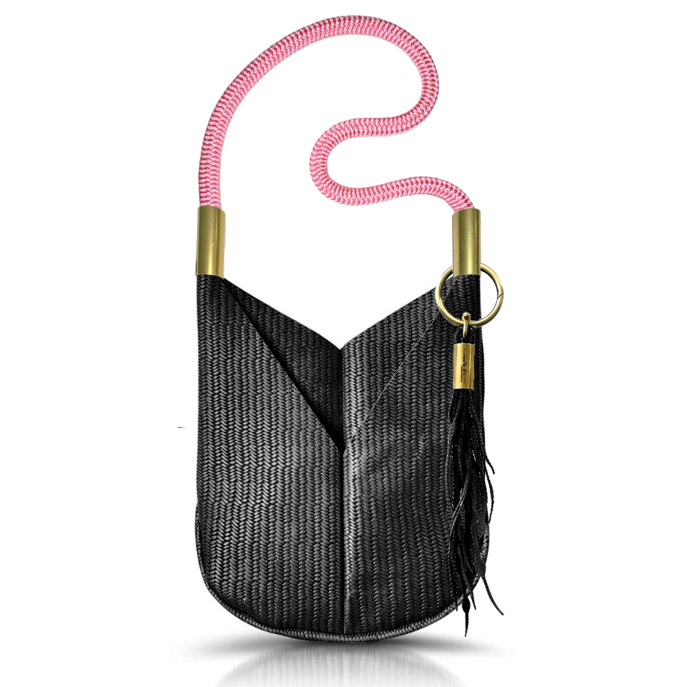 Original Wildwood Bag | Large Crossbody in Black Basketweave Leather