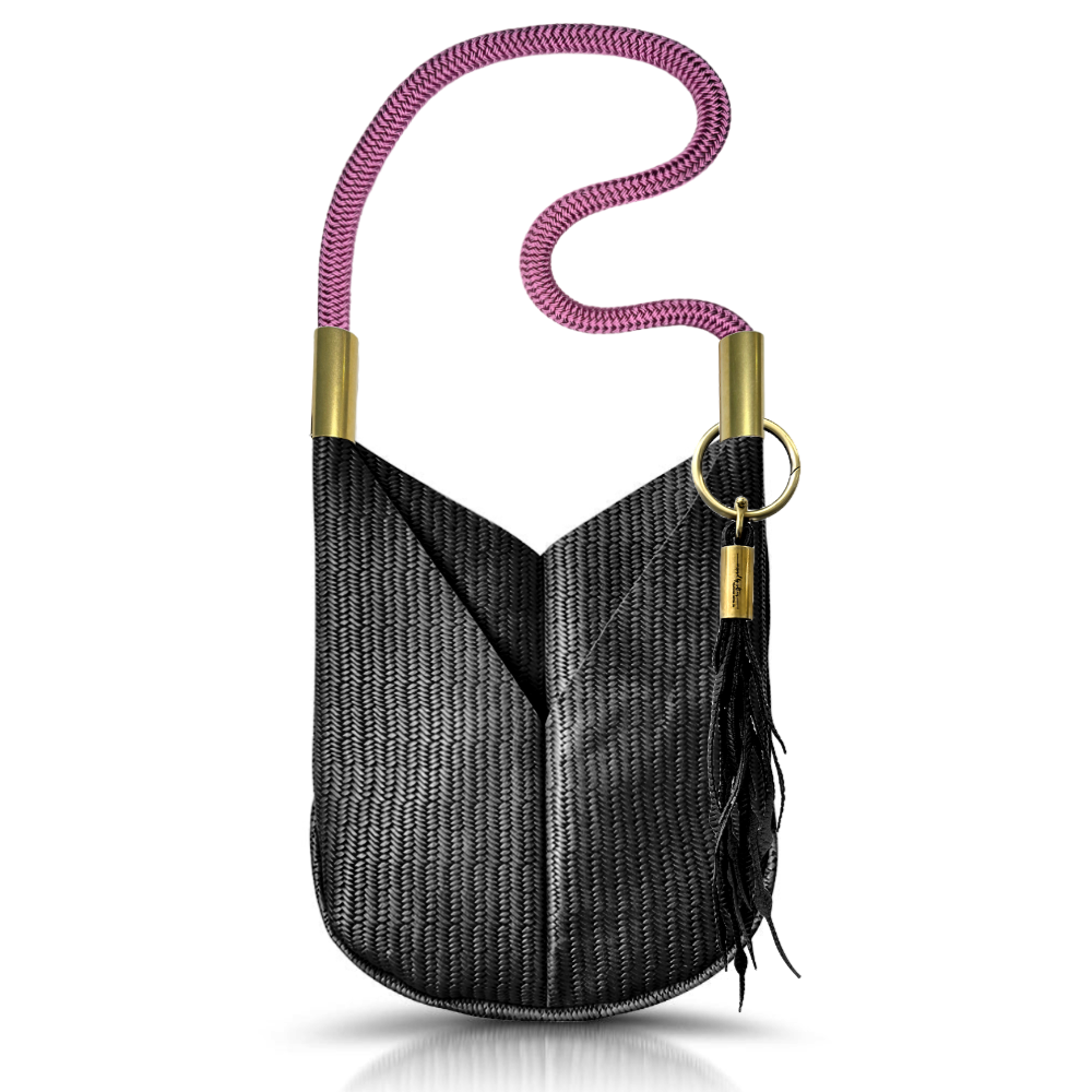 Original Wildwood Bag | Large Crossbody in Black Basketweave Leather