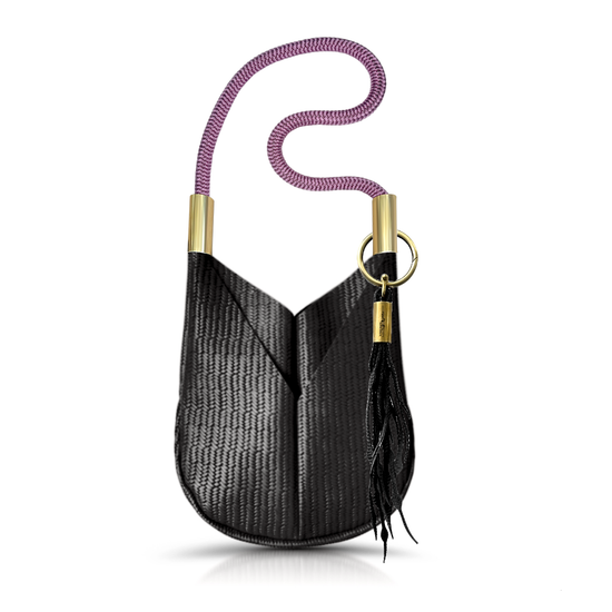 Original Wildwood Bag | Small Crossbody in Black Basketweave Leather