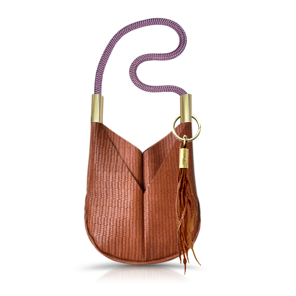 Original Wildwood Bag | Small Crossbody in Brown Basketweave Leather