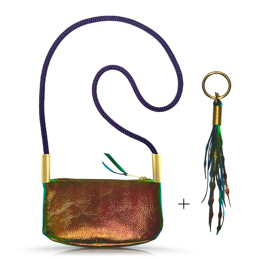 Zip Crossbody Bag | in Amber Opal Leather