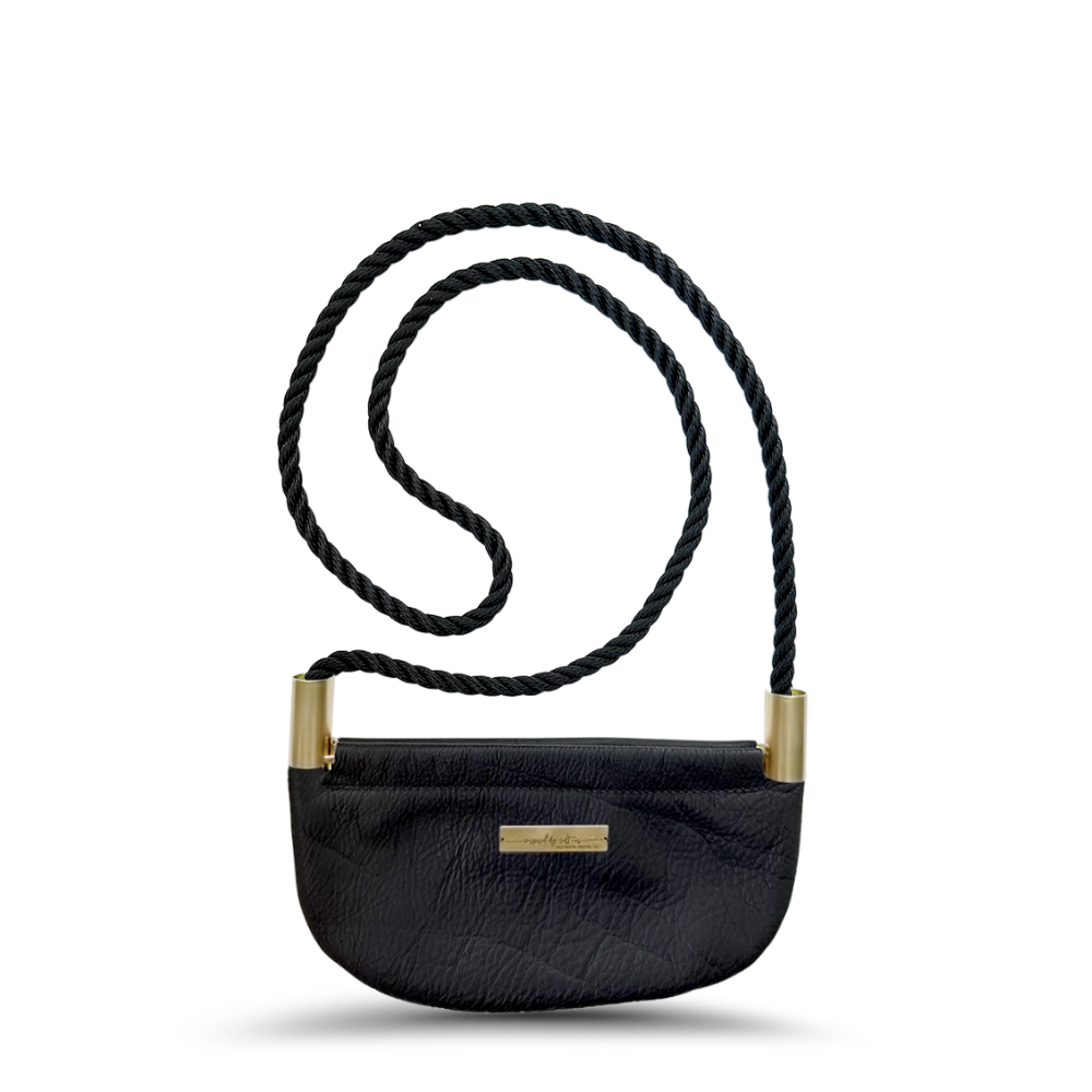 Oyster Shell #Rope Color_Summer Night Black#Rope Handle Length_Crossbody (50")#Add Ons_Handbag Only