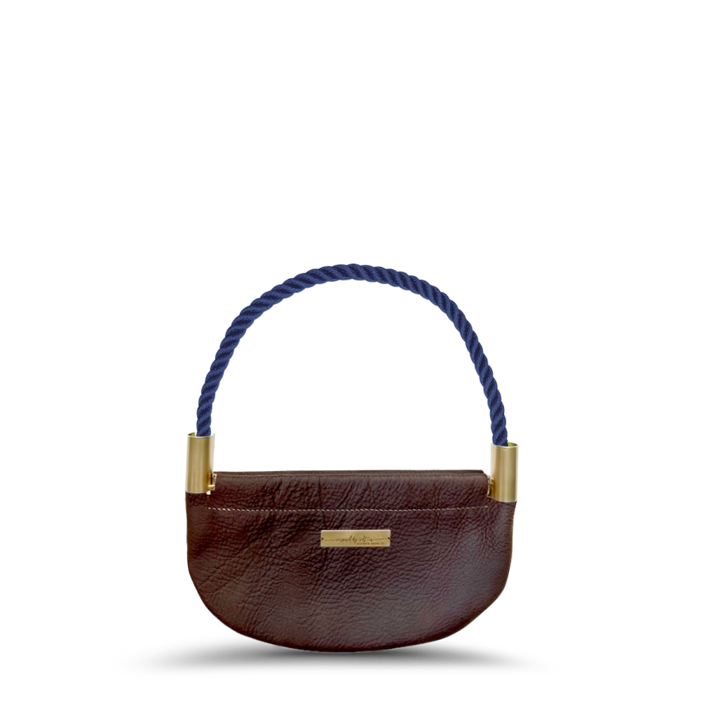 Oyster Shell #Rope Color_New England Navy#Rope Handle Length_Wrist (19")#Add Ons_Handbag Only