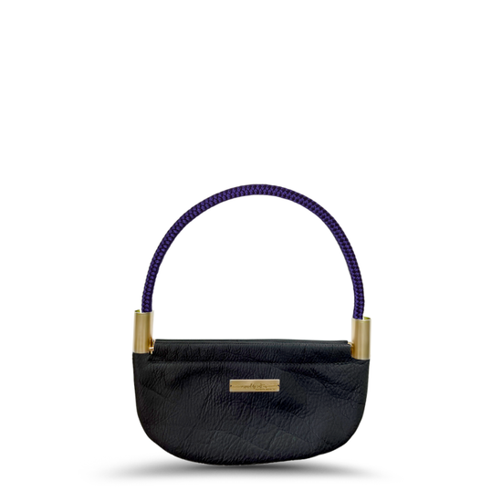 Oyster Shell Bag in Black Leather