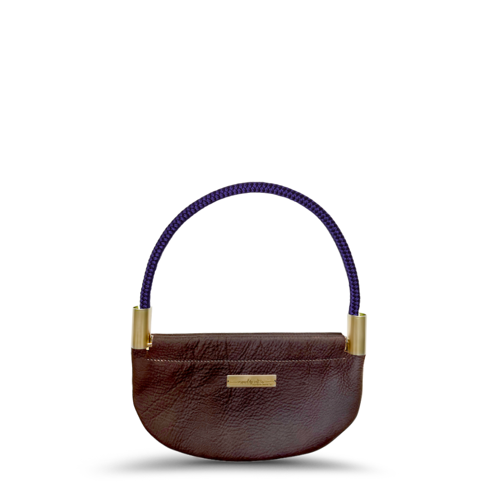 Oyster Shell Bag in Brown Leather
