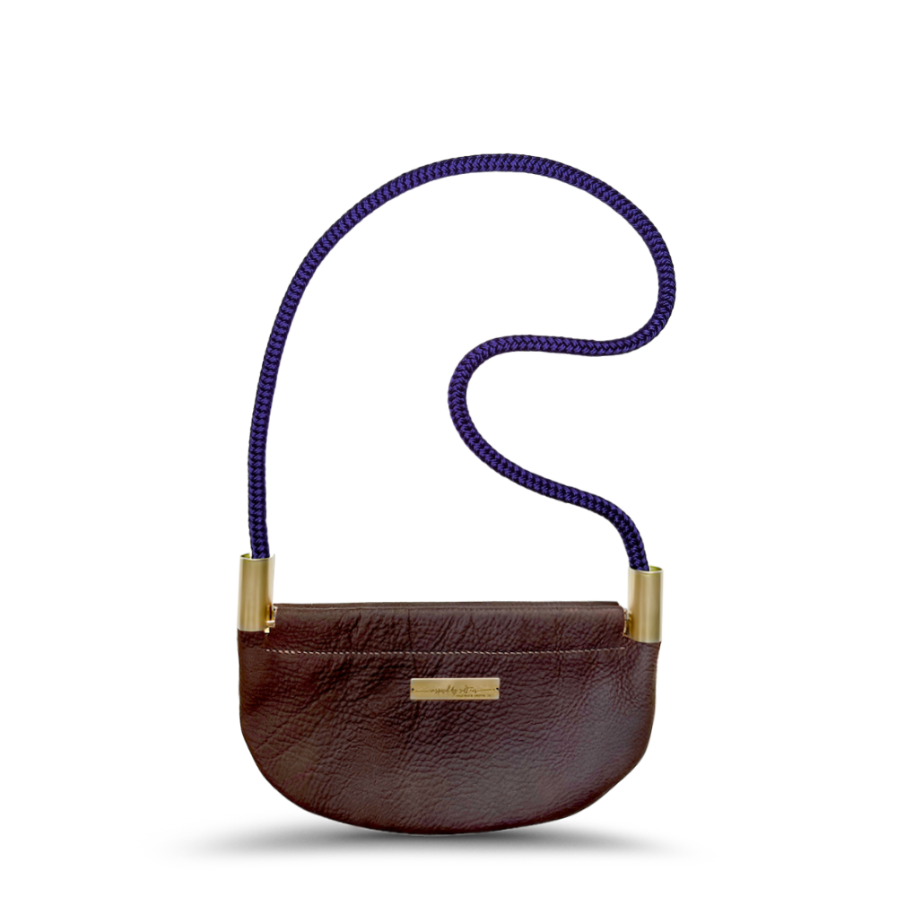 Oyster Shell Bag in Brown Leather