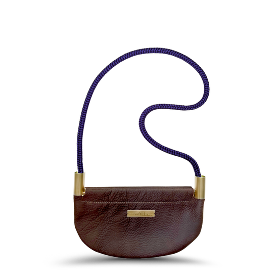 Oyster Shell Bag in Brown Leather