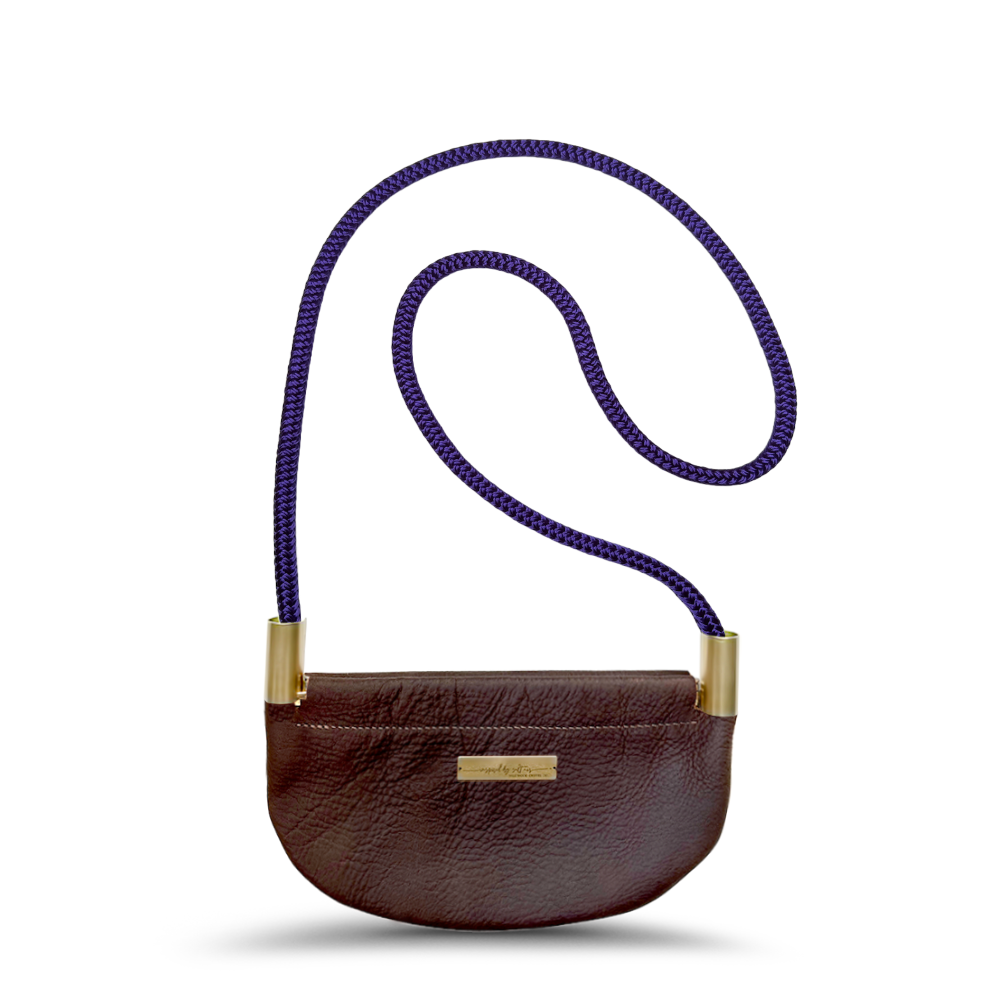 Oyster Shell Bag in Brown Leather
