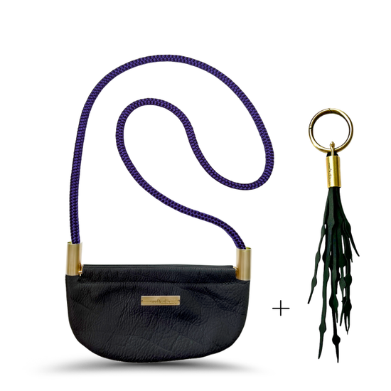 Oyster Shell Bag in Black Leather