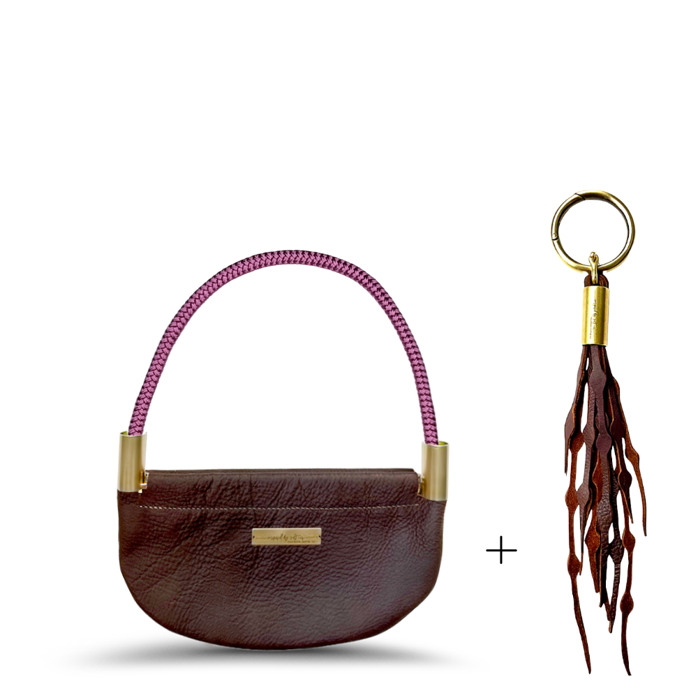 Shell #Rope Color_Purple Beach Rose#Rope Handle Length_Wrist (19")#Add Ons_Add a Matching Seaweed Tassel (save $10)