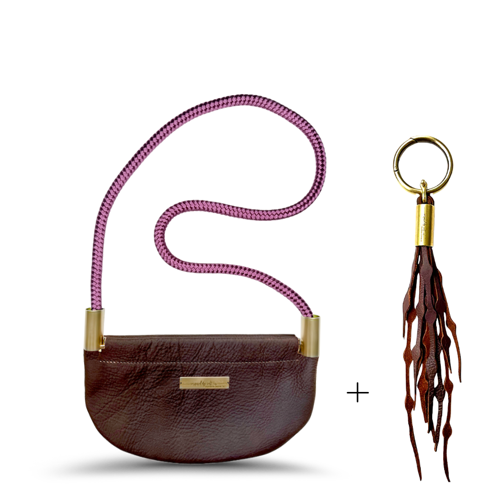 Shell #Rope Color_Purple Beach Rose#Rope Handle Length_Shoulder (35")#Add Ons_Add a Matching Seaweed Tassel (save $10)