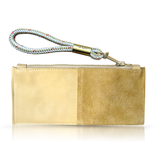Leather Clutch + Rope Wristlet in Sand Leather