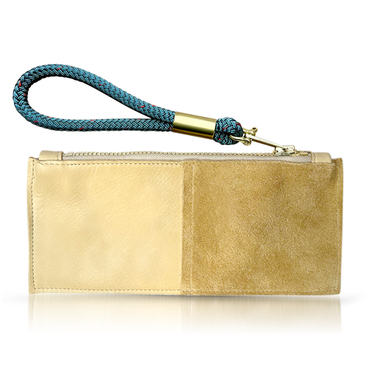 Leather Clutch + Rope Wristlet in Sand Leather
