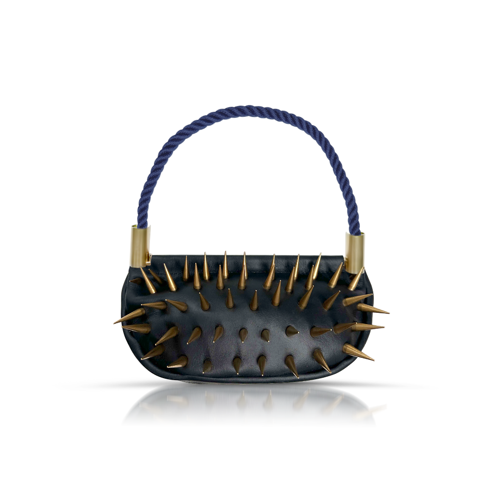 Black Leather Clam Shell Bag with Spring Snap Closure – Wildwood Oyster Co.