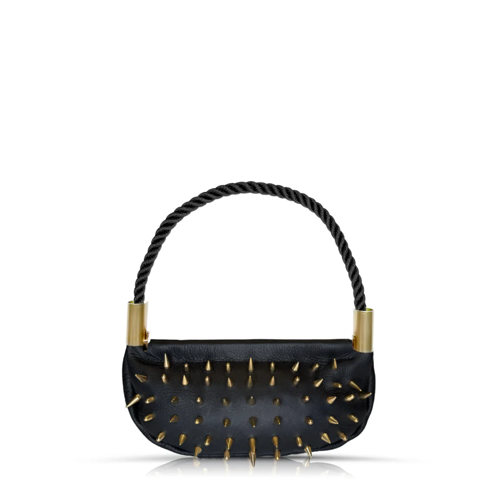 One of a Kind Sea Urchin Bag // Maya in Black Leather