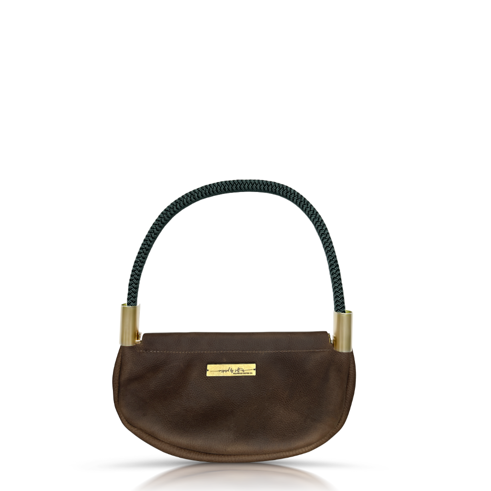 Clam Shell #Rope Color_Pine Green#Rope Handle Length_Wrist (19")#Add Ons_Handbag Only