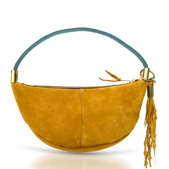 Autumn Sun Suede Leather Sling Bag with Seaweed Tassel