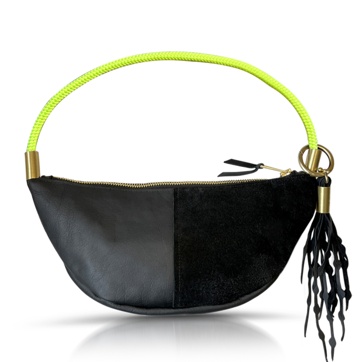 Black bag with yellow strap sales