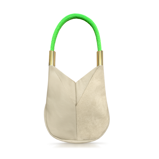Wildwood Oyster Co. Beige Leather Small Tote Bag with Rope Handle
