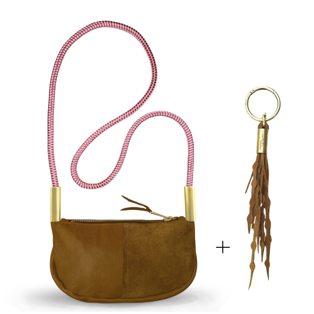 Zip Crossbody #Rope Color_Pink Beach Rose#Rope Handle Length_Crossbody (50")#Add Ons_Add a Matching Seaweed Tassel (save $10)