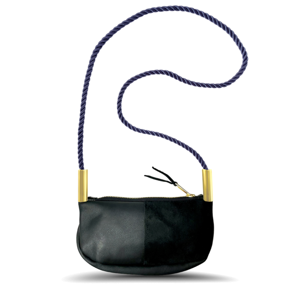 Load image into Gallery viewer, Wildwood Oyster Co. Black Leather Zip Crossbody
