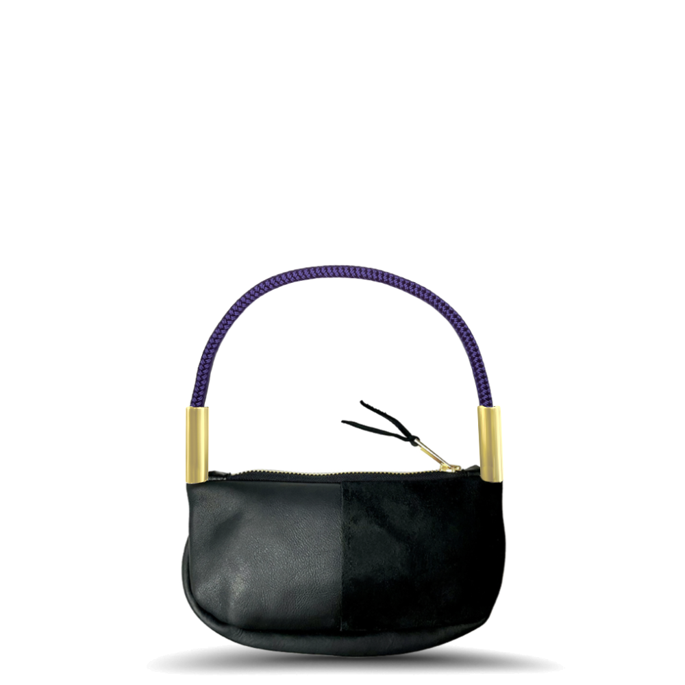Zip Crossbody in Black Leather