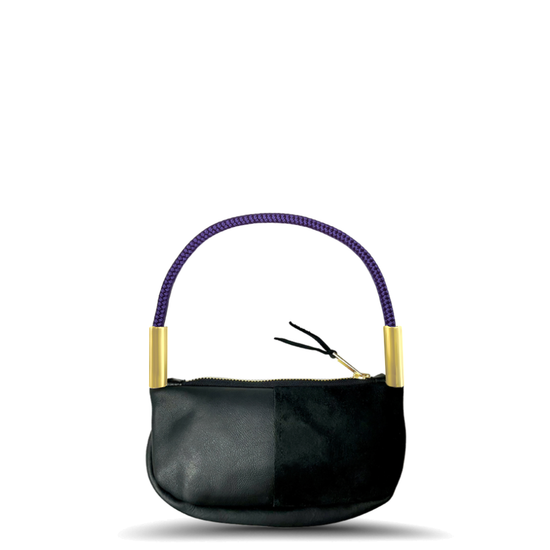 Zip Crossbody in Black Leather