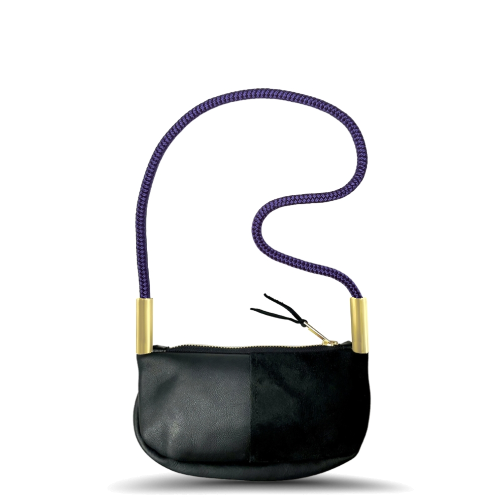 Zip Crossbody in Black Leather