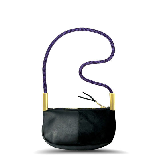 Zip Crossbody in Black Leather