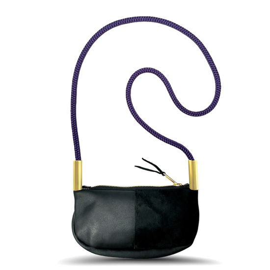 Zip Crossbody in Black Leather