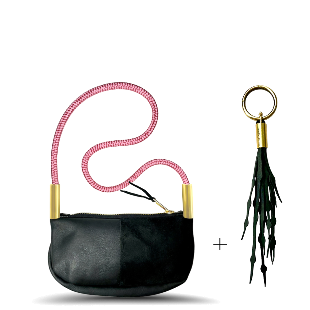 Zip Crossbody #Rope Color_Pink Beach Rose#Rope Handle Length_Shoulder (35")#Add Ons_Add a Matching Seaweed Tassel (save $10)