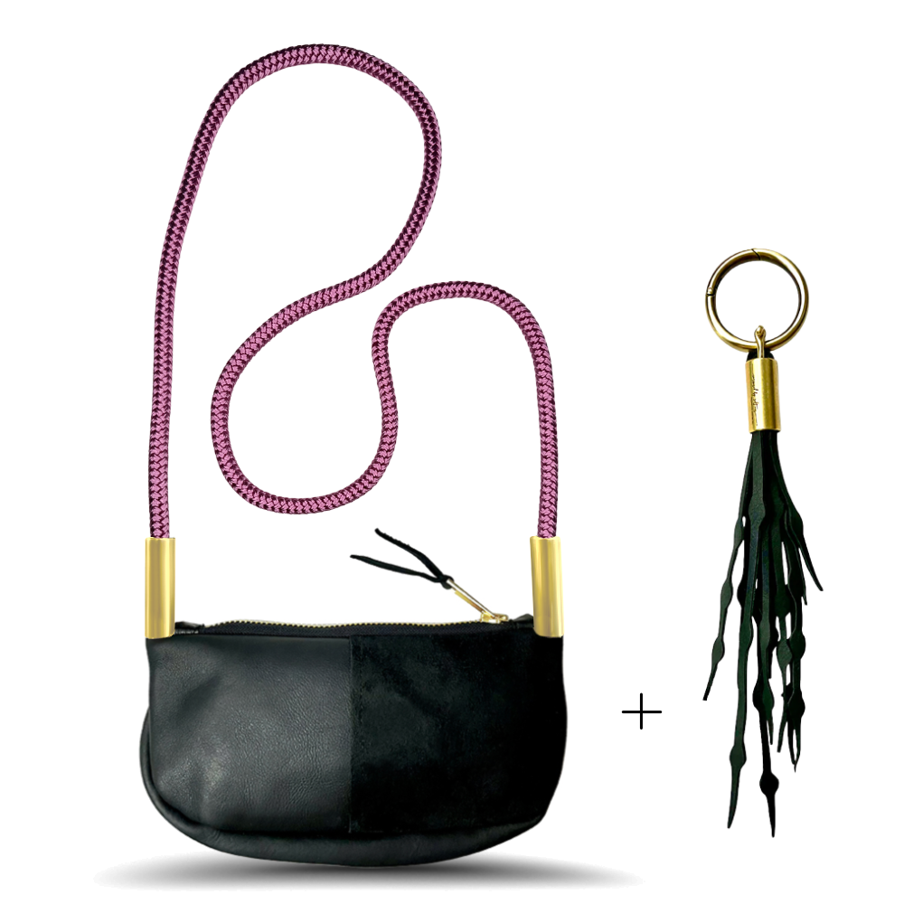 Zip Crossbody #Rope Color_Purple Beach Rose#Rope Handle Length_Crossbody (50")#Add Ons_Add a Matching Seaweed Tassel (save $10)