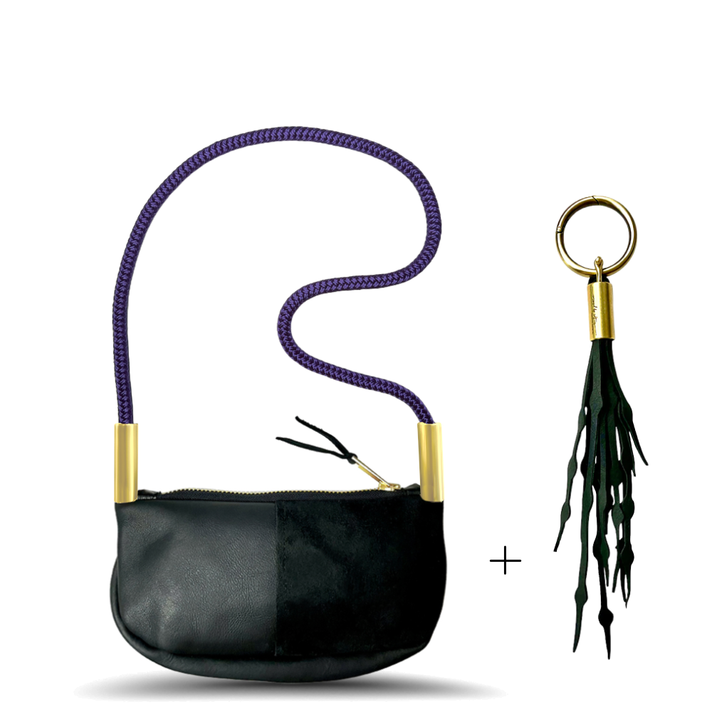 Zip Crossbody in Black Leather