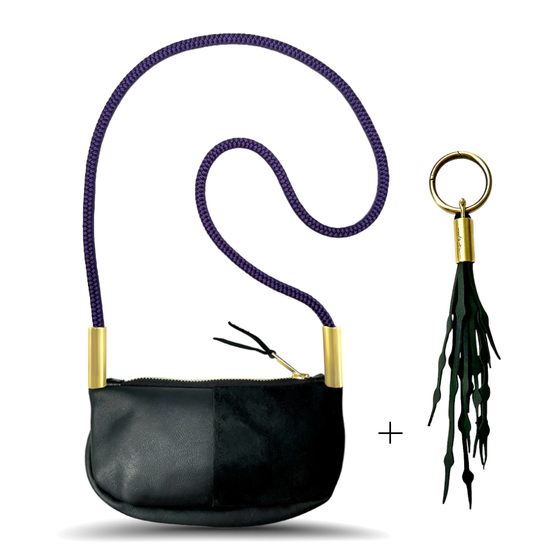 Zip Crossbody in Black Leather