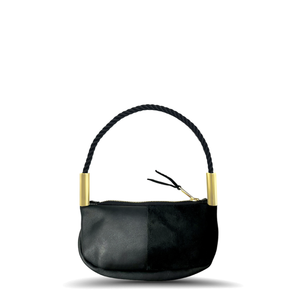 Zip Crossbody in Black Leather