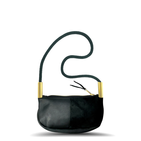 Zip Crossbody in Black Leather