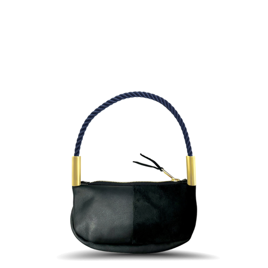 Zip Crossbody in Black Leather