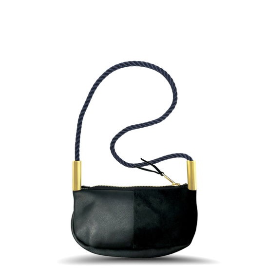 Zip Crossbody in Black Leather