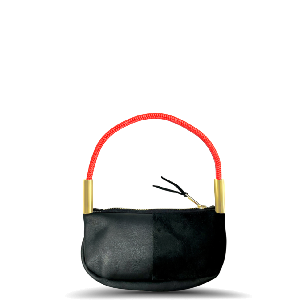 Zip Crossbody in Black Leather