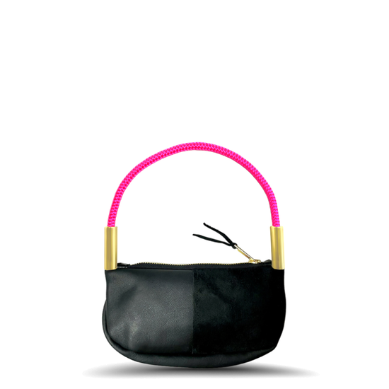 Zip Crossbody in Black Leather