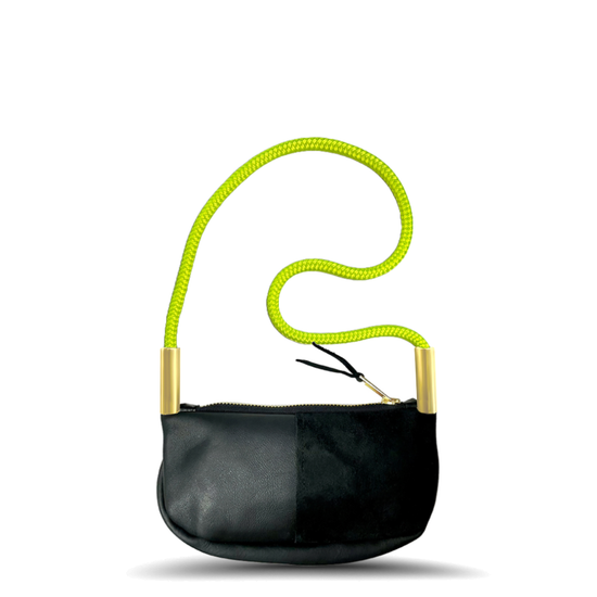 Zip Crossbody in Black Leather