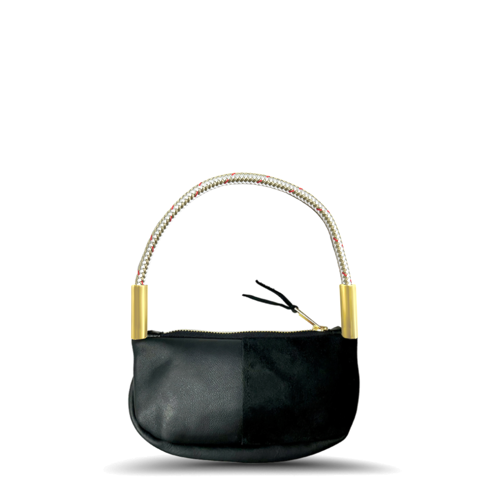 Zip Crossbody in Black Leather